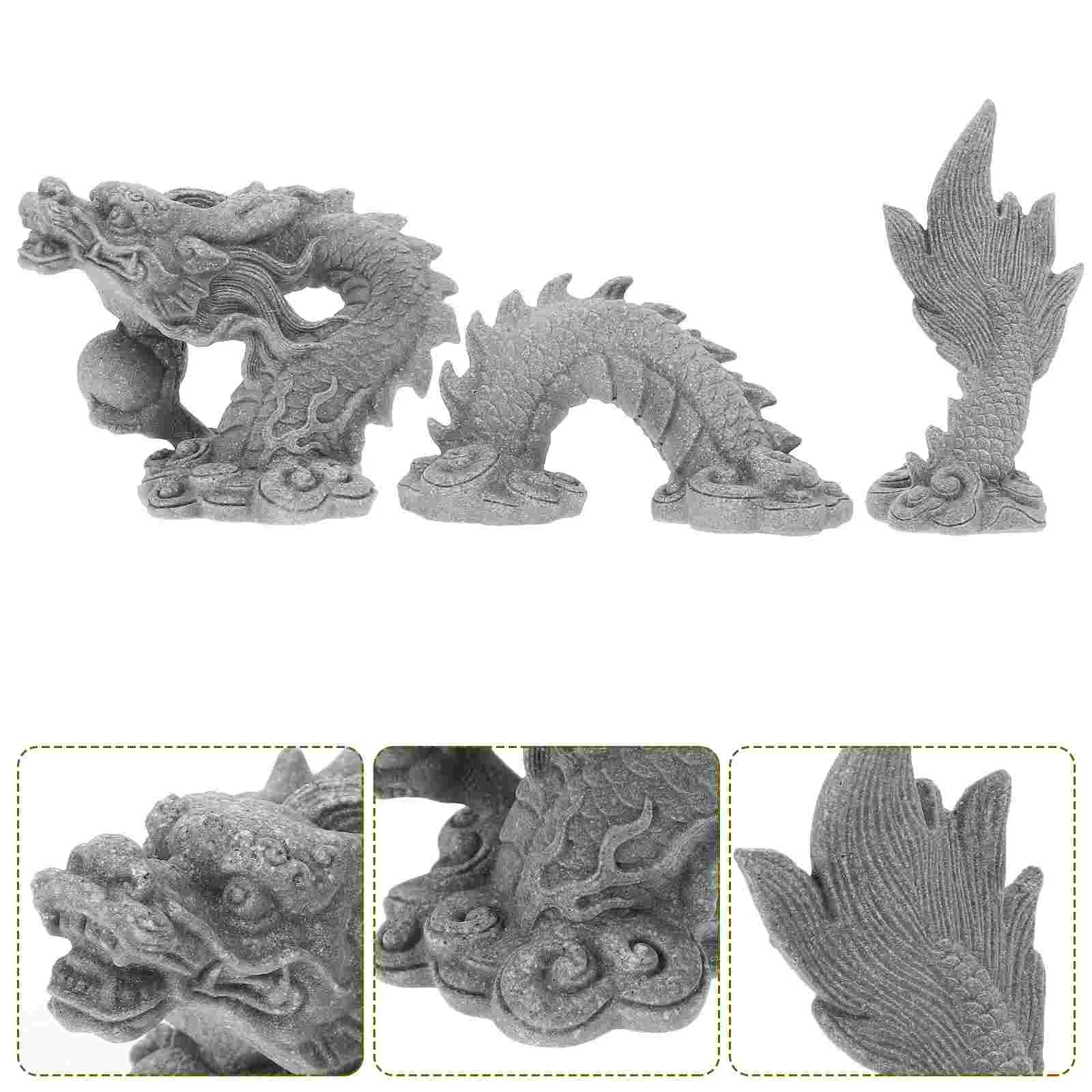 Resin Dragon Statue Decorative Figurine for Desk Office Table Fish Tank Home Decor