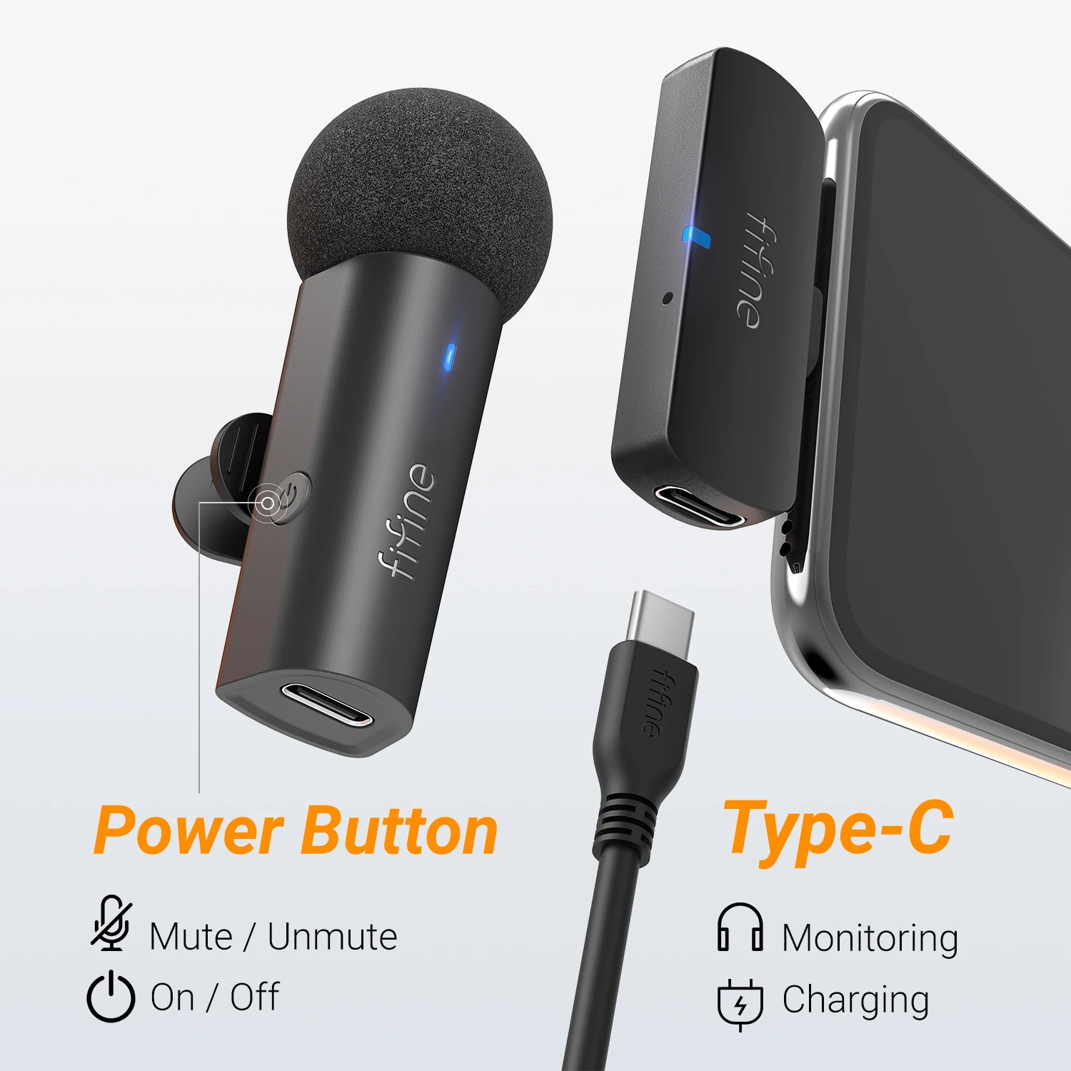 ميكروفون lafalier لاسلكي FIFINE ، مكثف Type-C ، مي...