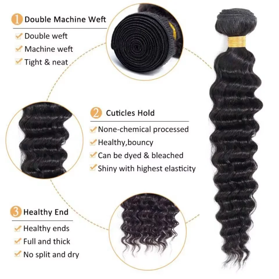 Deep Wave Bundles 100% Human Hair 28 30 inch Virgin Hair Curly 3 4 Bundles Brazilian Weave Human Extension Weave