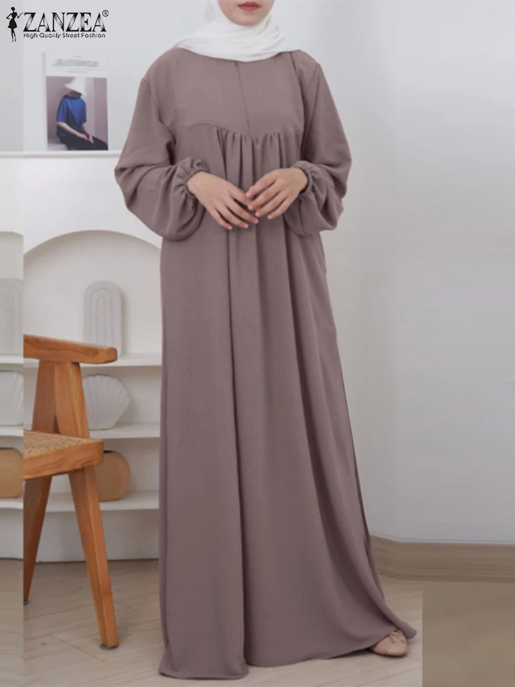 

ZANZEA Muslim Turkey Abaya Women Fashion Long Dress Ramadan Maxi Sundress Robe Femme Dubai Hijab Vestido Isamic Clothing Kaftan