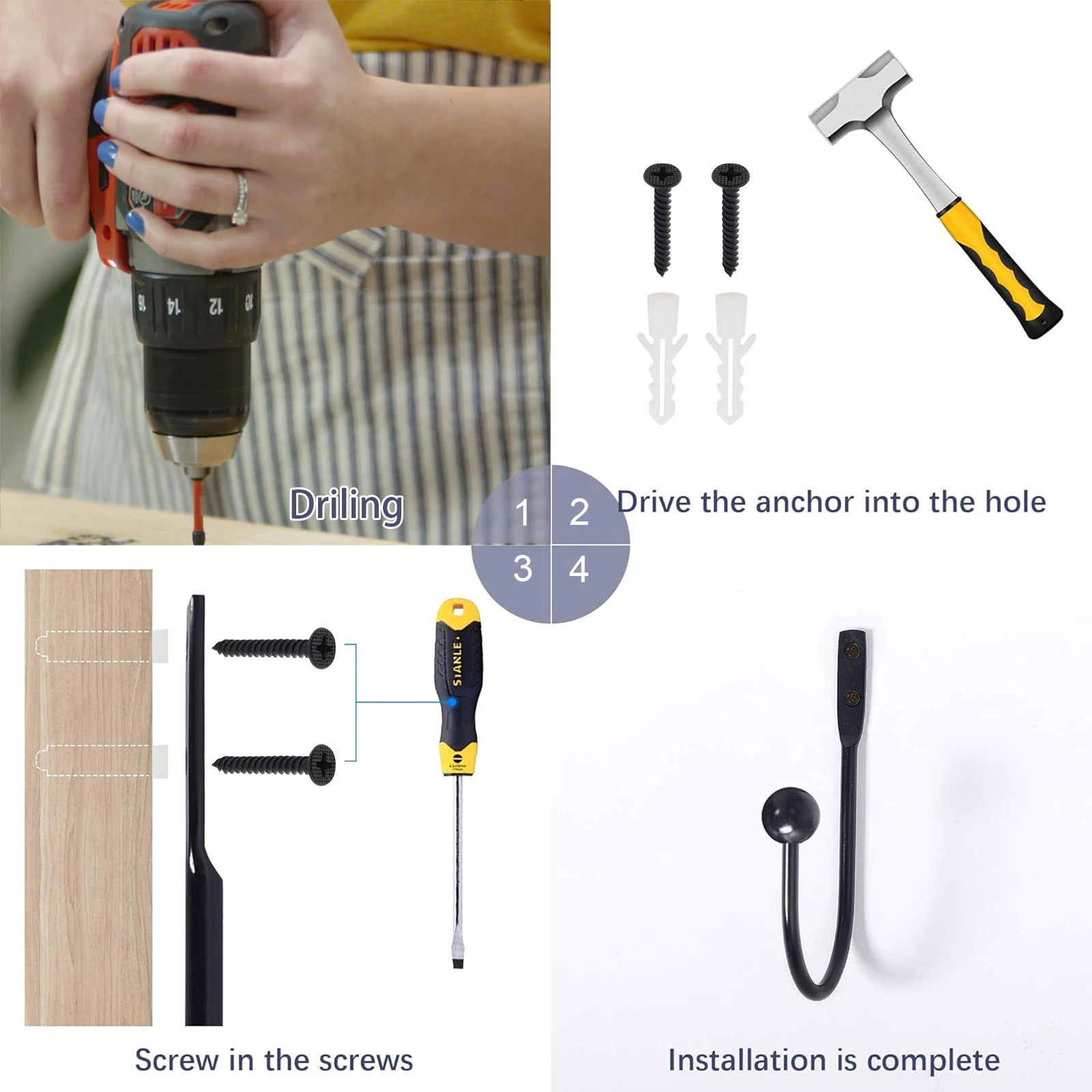 ZILucky Set di 2 fermatenda per tende da finestra con medaglione, ganci multiuso per decorazione della casa, accessori (nero