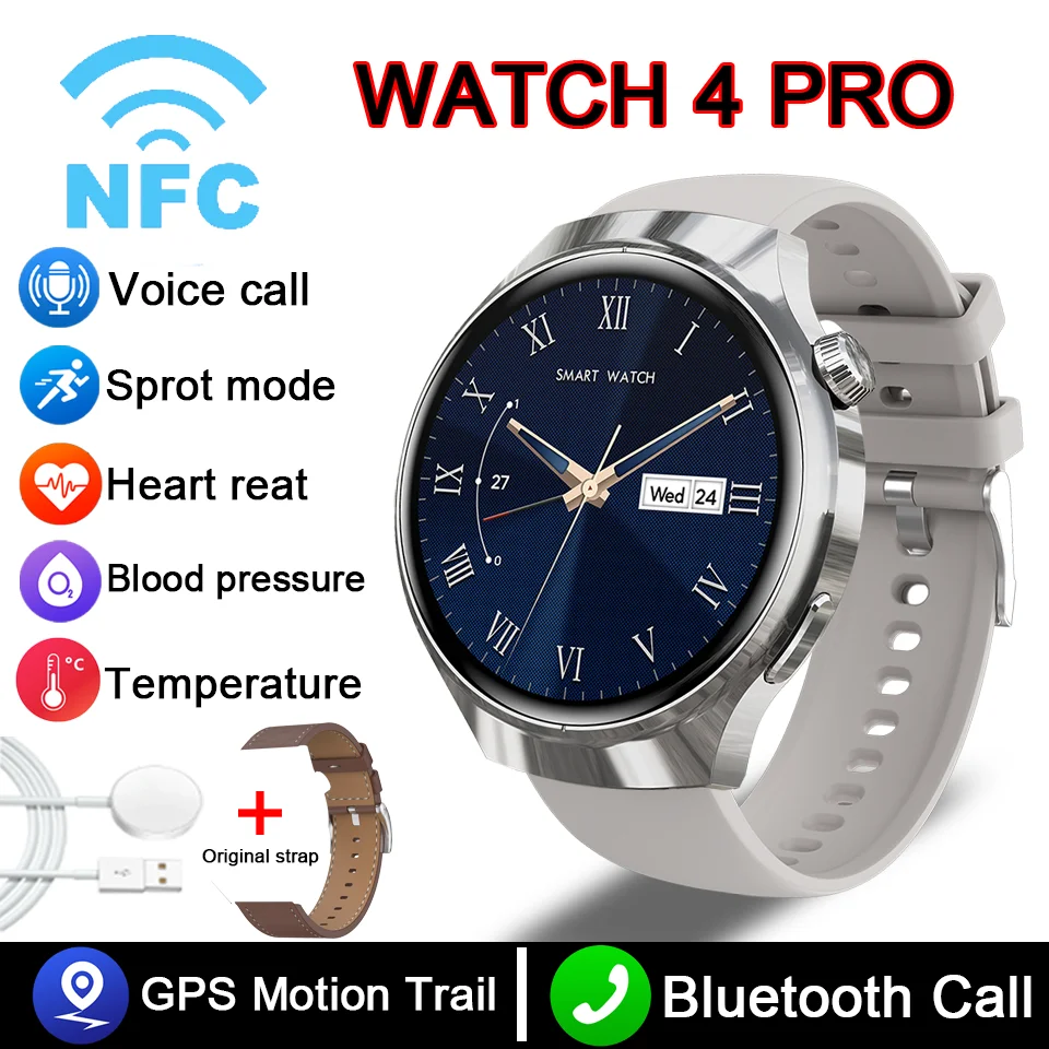 GT4 Smart Watch Men Watch 4 Pro AMOLED HD Screen Bluetooth Call NFC Health Monitoring Smartwatch New Watch GT4 For Huawei 7
