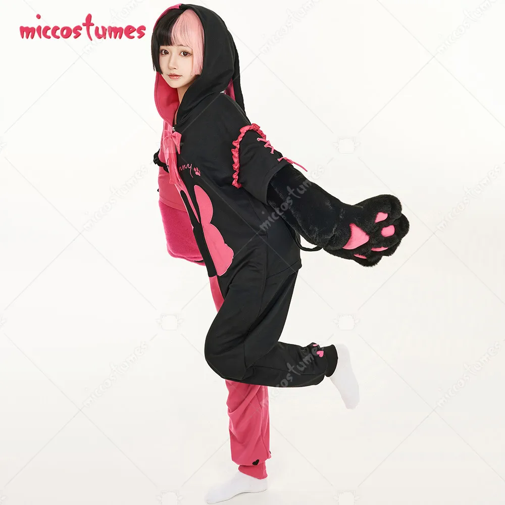 Women Onesie Pajama Claw Heart Bunny Print Loungewear Adult Hooded Homewear Kigurumi Sleepwear
