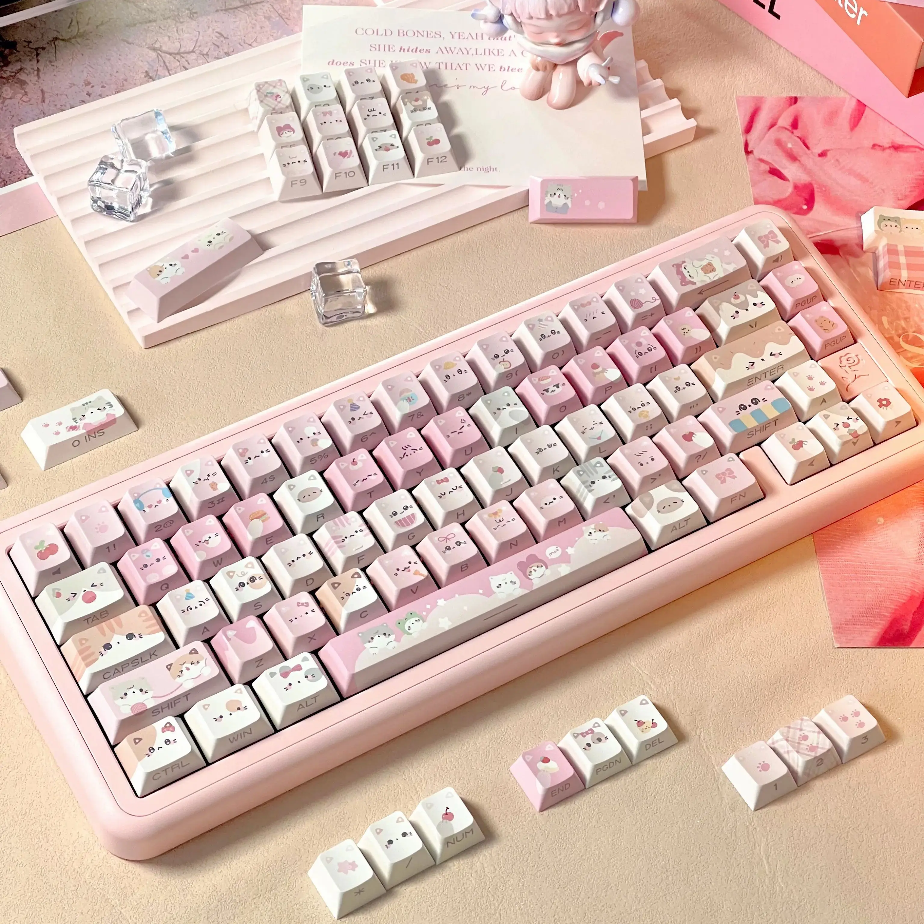 メカニカルキーボードキーキャップ,かわいい猫の頭,マオチェリー