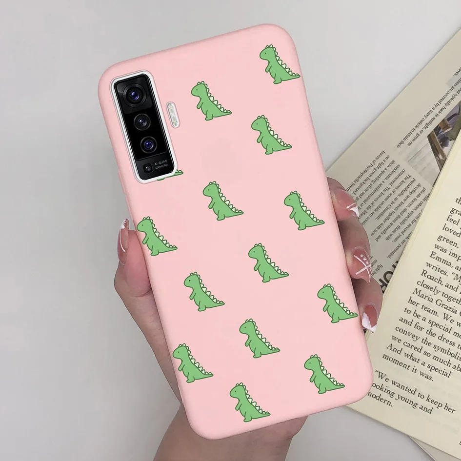 Matte Cartoon Lovely Girl Heart Plant Soft Silicone Back Cover - 6.56 Inches
