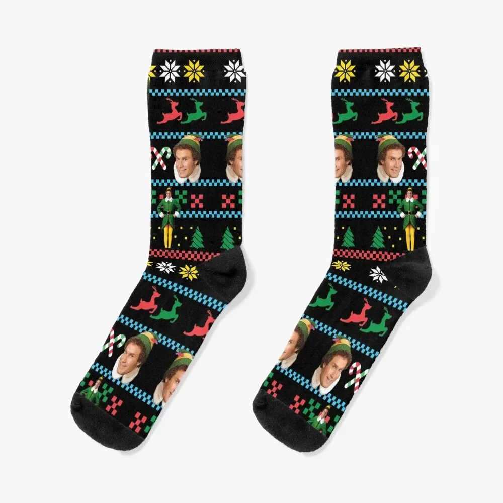 

Buddy The Elf Ugly Christmas Sweater Design Classic Xmas Movie Fun Gift Will Ferrell Socks hiphop new in's Socks Female Men's