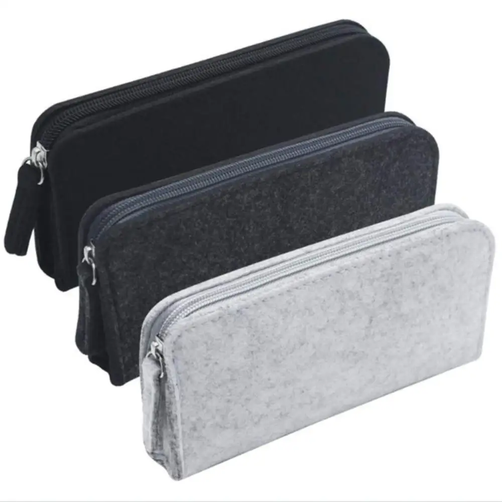 Minimalist Felt Pencil Case Pencil Bag School Office Supplies Stationery Portable Soft Felt Cloth Pouch Makeup Bags Box