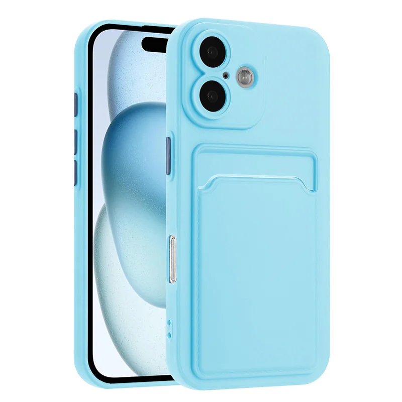 Shockproof Soft Silicone Phone Case with Card Holder and Back Pocket Cover