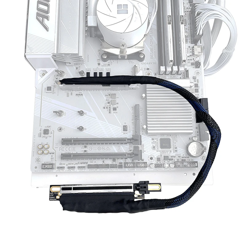 270/180 학위 PCIE 5.0 X16 그래픽 카드 연장 케이블 실버 도금 어댑터 케이블 GEN5 무손실 GPU 연장 케이블 64GBS