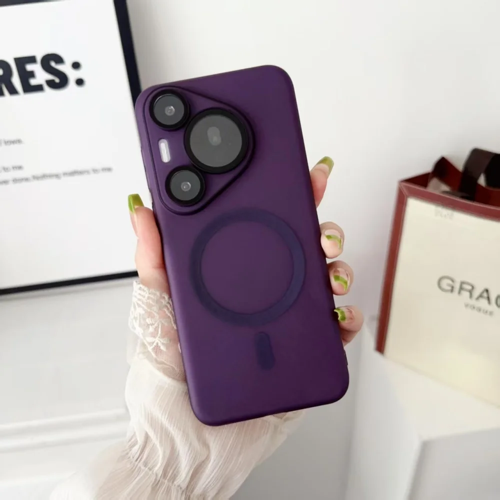 Translucent Frosted Magnetic Phone Case with Ultra Wireless Charging and Non-Slip Cover