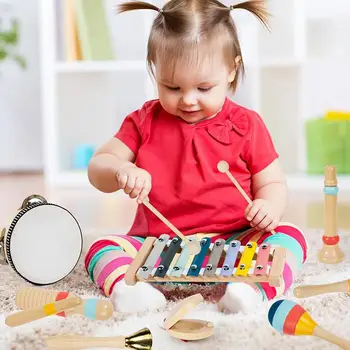 Wooden Instrument Percussion Early Education Music Set Hand Percussion Instrument Wooden Toys For Toddler Boys Early Learning 2