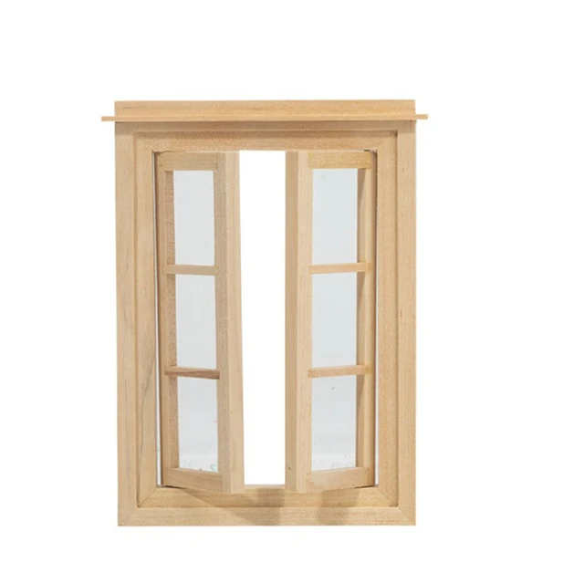 1/12 Dollhouse Miniature Wood External Single Door Wooden Window Frame DIY Accessories Doll House Furniture Toys Multi Styles 5