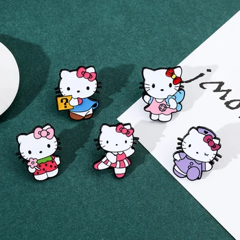 Anime Sanrio Kawaii Hello Kitty Brooch Creativity Metal Badge Cute Cartoon Badge Versatile Accessories Clothing Bag Decorate 2