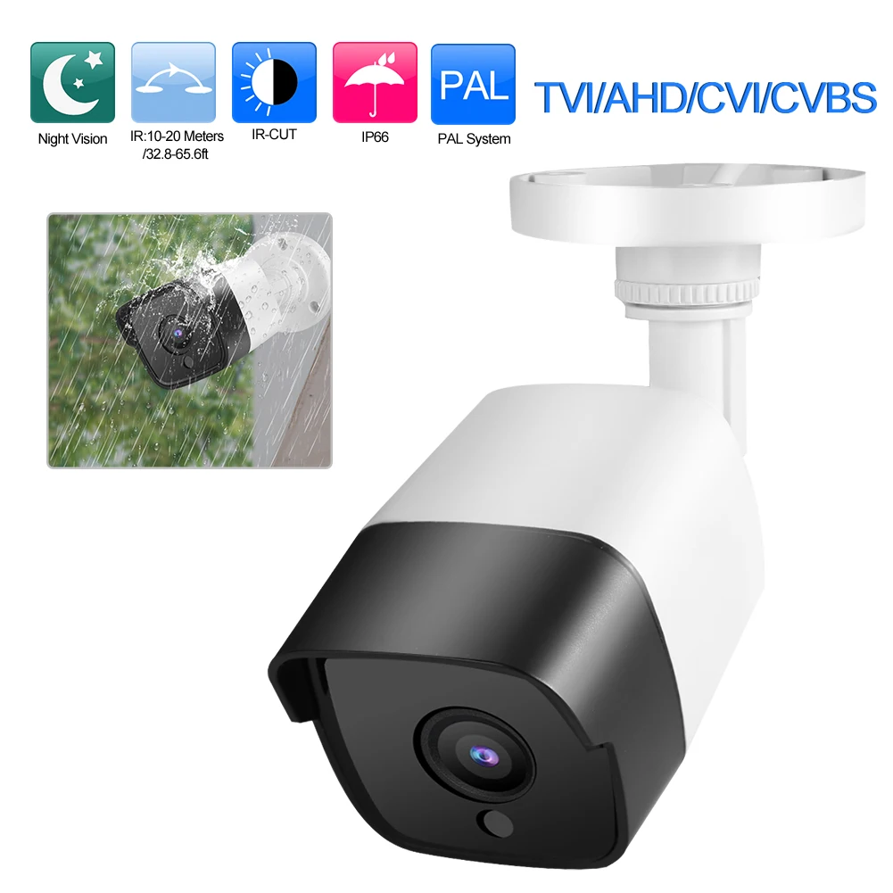 TVI/AHD/CVI/CVBS Outdoor IP66 CCTV Night Vision Analog Bullet Security Camera Plastic Housing