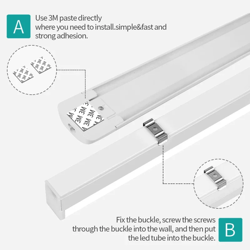 Moisture-Proof Led Tube Light 50/30cm Kitchen Lights 20W 10W 6W Cabinet Lighting Kitchen Bathroom Bedroom Tube Fixture 220V 110V