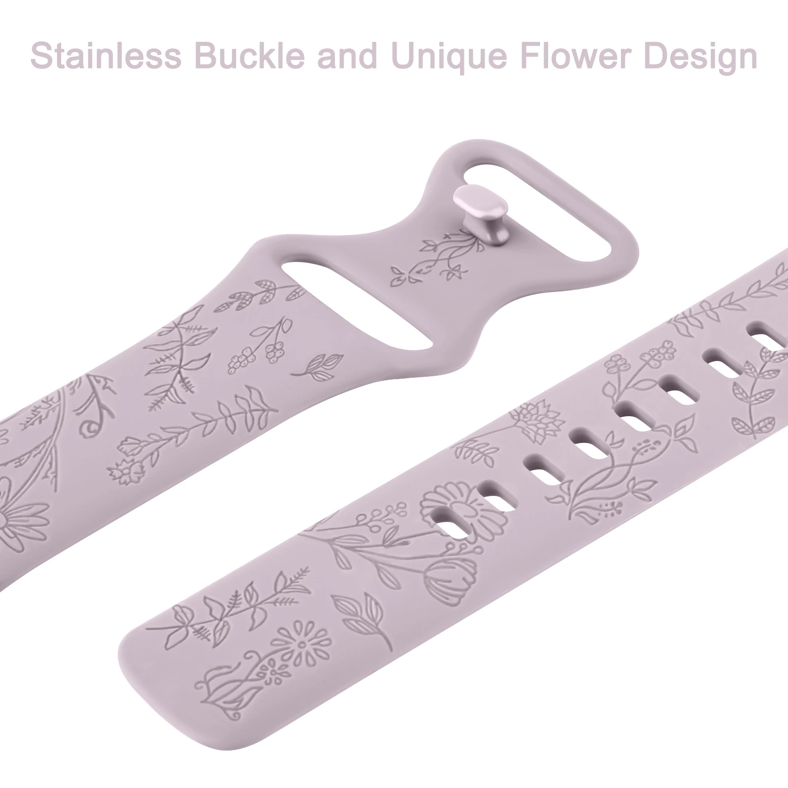 Flower Engraved Band For Fitbit Versa 3/Versa 4 Strap Soft Silicone Watchband For Fitbit Sense/Sense 2 Wristband Accessory