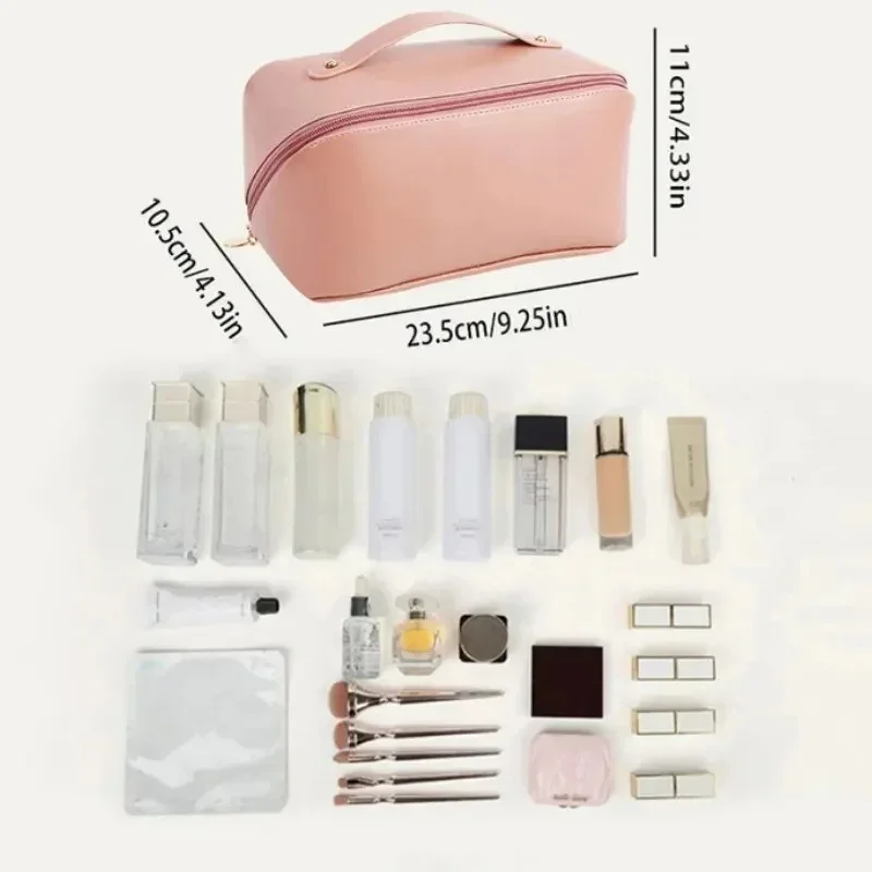 Fashion Portable PU Leather Travel Cosmetic Bag Women Waterproof Bathroom Multifunction Wash Bag