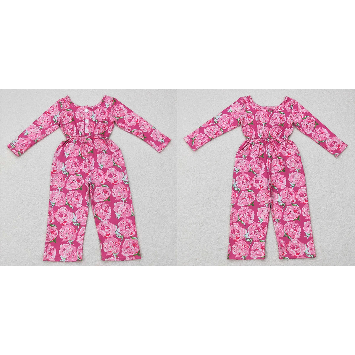 

Wholesale Baby Girl Floral Jumpsuit Toddler Children Long Sleeves Flower One-piece Kids Pants Infant Overalls Boutique Romper