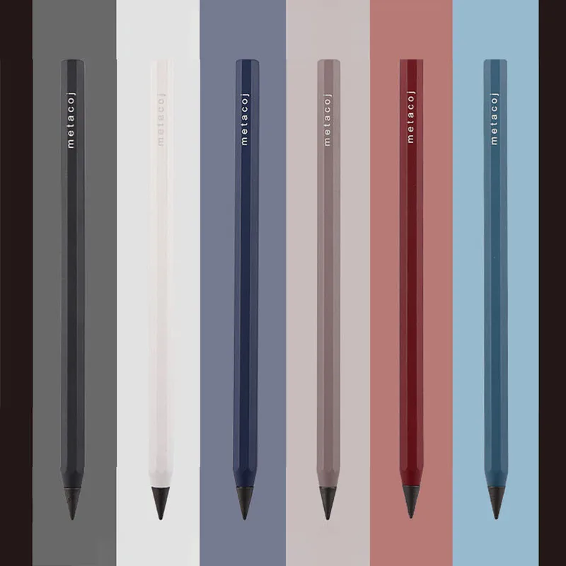 6 Colors Metal Eternal Pencil 12 Colors HB Replaceable Pen Tips School Office Art Sketching Painting Writing Stationery Supplies 2