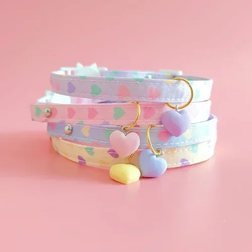 조절식 버클 강아지 목걸이, 인기 작은 고양이 목걸이, 프린트 패턴, 하트 넥 장식 칼라, 애완 동물 용품 2