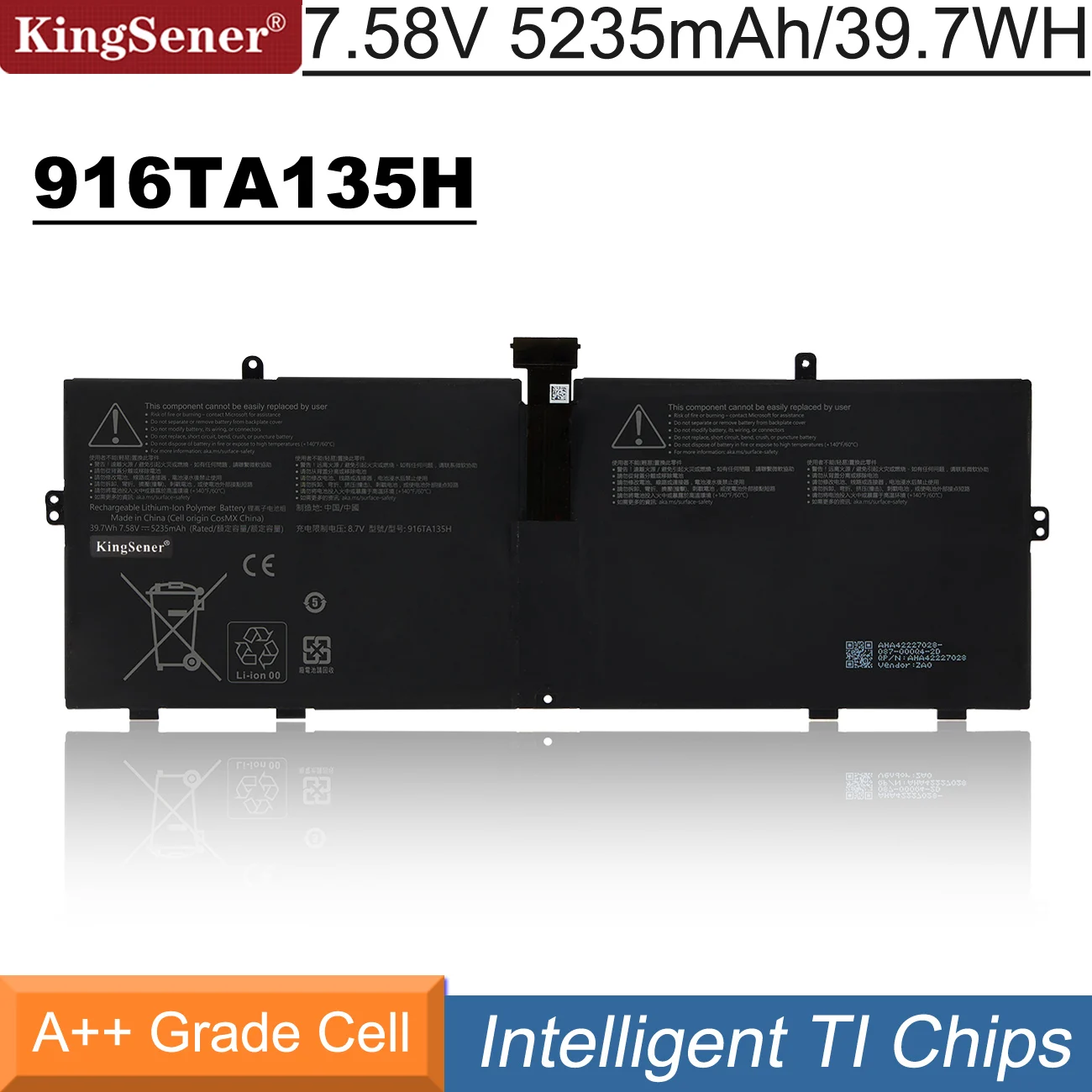 Kingsener-bateria do Portátil para Microsoft Surface go 1943 916ta135h Dynz02 12.4 Series M1187088004 7.58v 5235mah 39.7wh