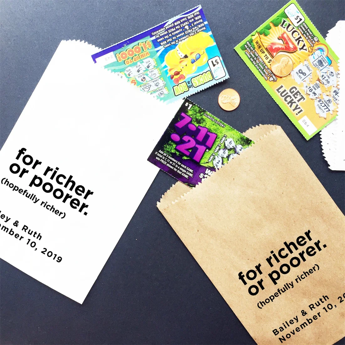 

50 For Richer or Poorer | Scratch Ticket Wedding Favor Bags - Lotto Ticket Bags - Lottery Ticket Holders Lottery Tickets Wedding