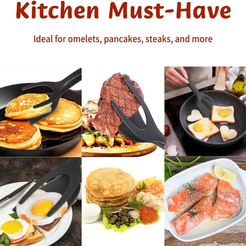 Shovel Clip Silicone Grip Flip Tongs Egg Steak Spatula Tongs Clamp Pancake Fried Turners Cooking Tool 1PCS Kitchen Accessories silicone cooking tools