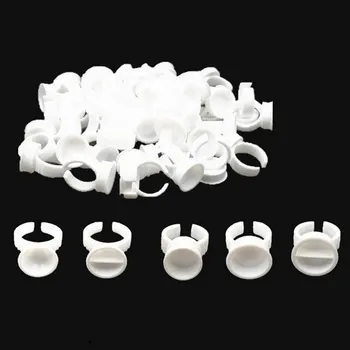 100pcs Disposable White Glue Holder Ring Adhesive Pallet For Eyebrow Tattoo Pigment Eyelash Extension Container Ring Cup 1