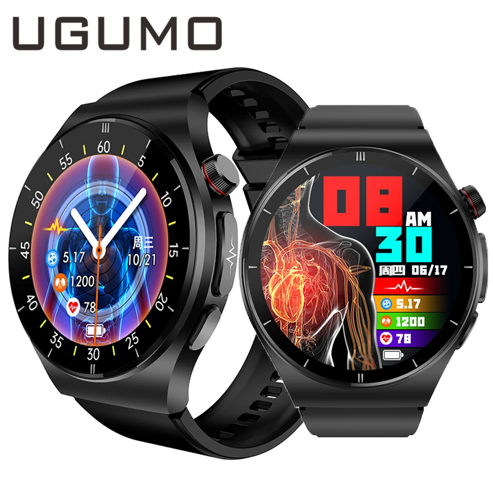 

UGUMO Blood Sugar Uric Acid Blood Lipid Smart Watch Men Blood Pressure ECG+PPG HRV Health SmartwatchBluetooth Call Watches