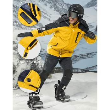 MAGCOMSEN Men's Hooded Fleece Ski Jacket Waterproof Thermal Thick Warm Parka Coats Winter Snow Jacket 2