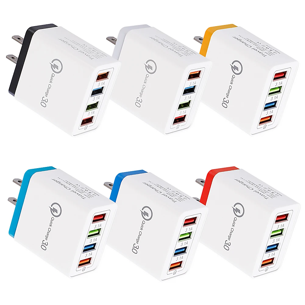 4 Ports USB Charger QC 3.0 USB Hub Wall Charger 3A Smart Fast Charging Travel Universal Phone EU US Plug Adapter quick charger plug adapter ac adapter