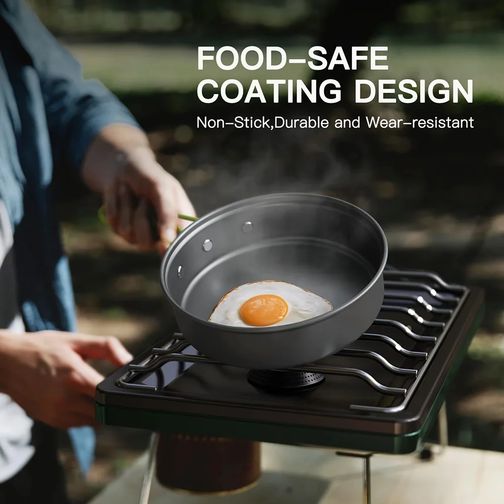 Outdoor cooking pot camping utensil set for 2-3 people 4-piece hard aluminum alloy material outdoor combination portable pot set 5