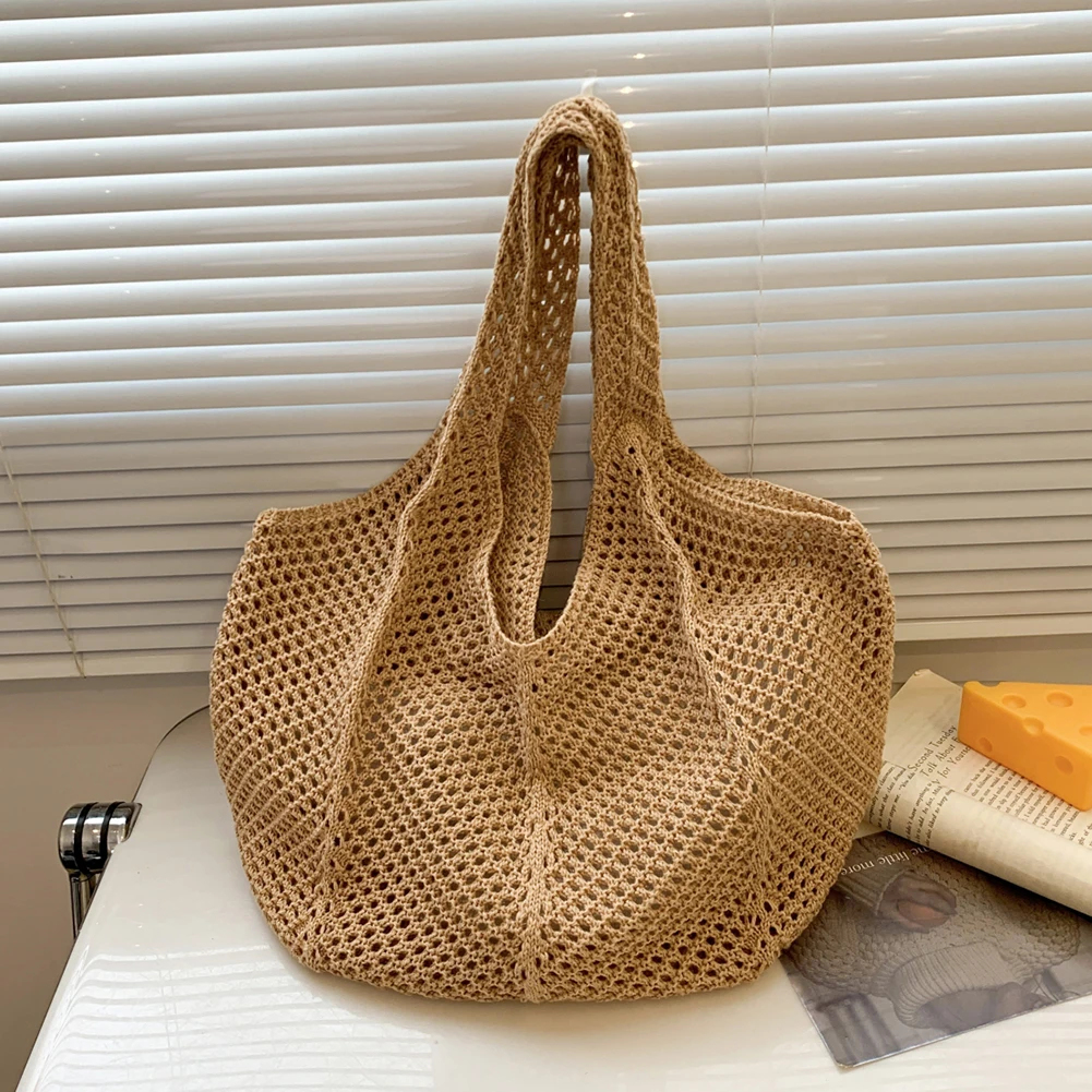 Crochet Knitted Tote Bag for Women Summer Beach