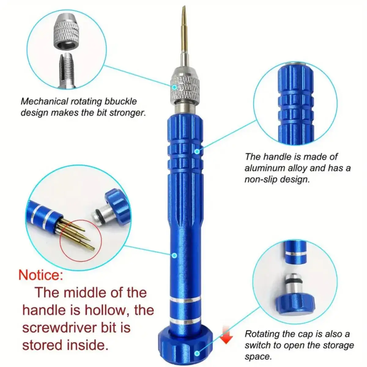 1pc 5-in-1 Multifunctional Small Screwdriver Kit Repair Tool for Eyeglass, Sunglasses, Electronics, Cellphone, Jewelry and More 6