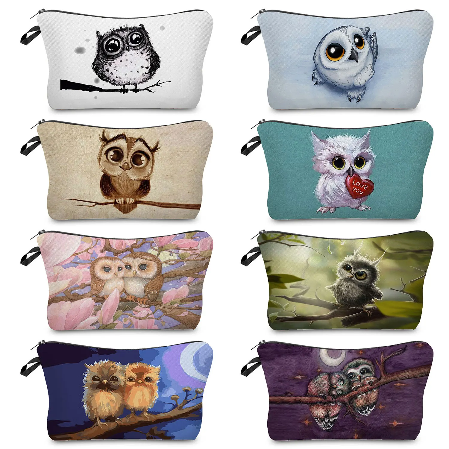 

School Teacher Gift Makeup Bags Travel Eco Reusable Casual Women's Cosmetic Bag Ladies Toiletry Bag Cartoon Owl Print Portable