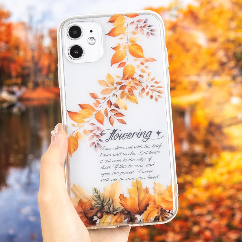 Mr. Paper 가을 가지 잎 테마 pet 테이프, 일기 스크랩북, 전화 케이스 콜라주 스티커 테이프, 4 가지 스타일, 200cm/롤