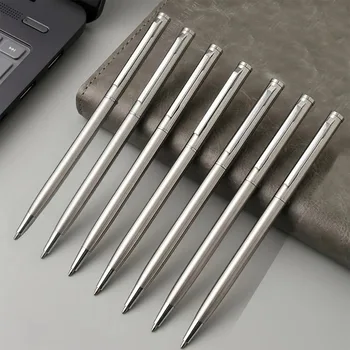Set di 20 Penne a Sfera Eleganti in Acciaio Inossidabile Argento, Punta Media, Meccanismo a Rotazione, Scrittura Fluida, Penne Durevoli per Ufficio
