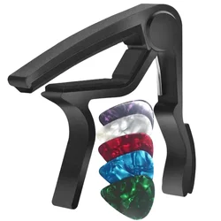 Rosewood Guitar Capo with 5 Picks (Black color)