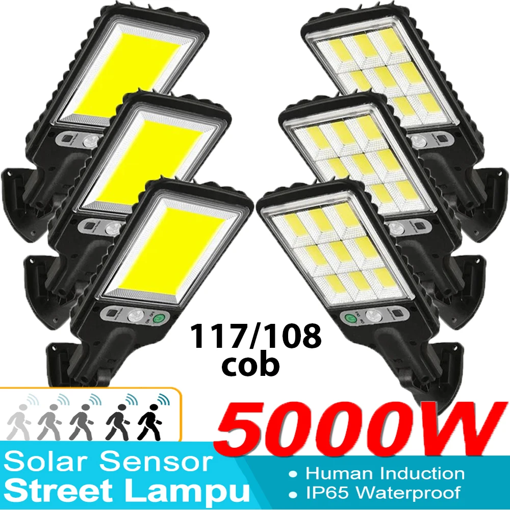 Solar Garden Lights 108/117COB Outdoor 3 Modes Waterproof Motion Sensor LED Wall Street Lamp