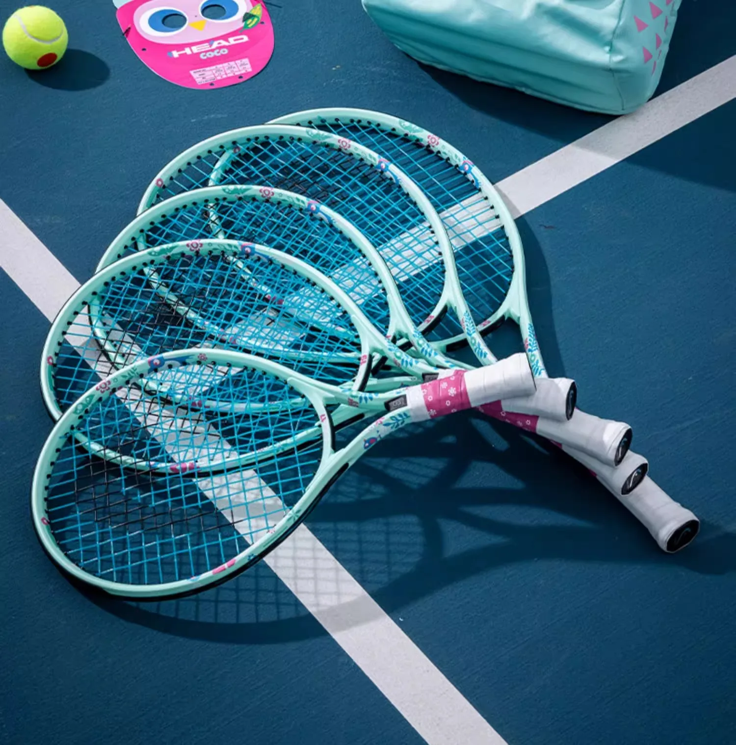 HEAD Children's tennis racket, all carbon, beginner's racket, Xiaode 25 26 inch single and double training racket with cover