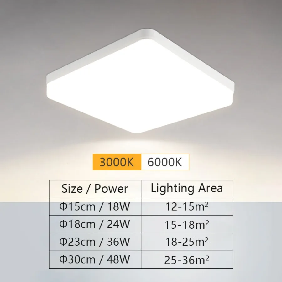 Square Energy-saving LED Ceiling Light Highlight 48W 36W 24W 18W 85-265V Living Room S614a4fe0ca924f0585e6c31dd41baae5C