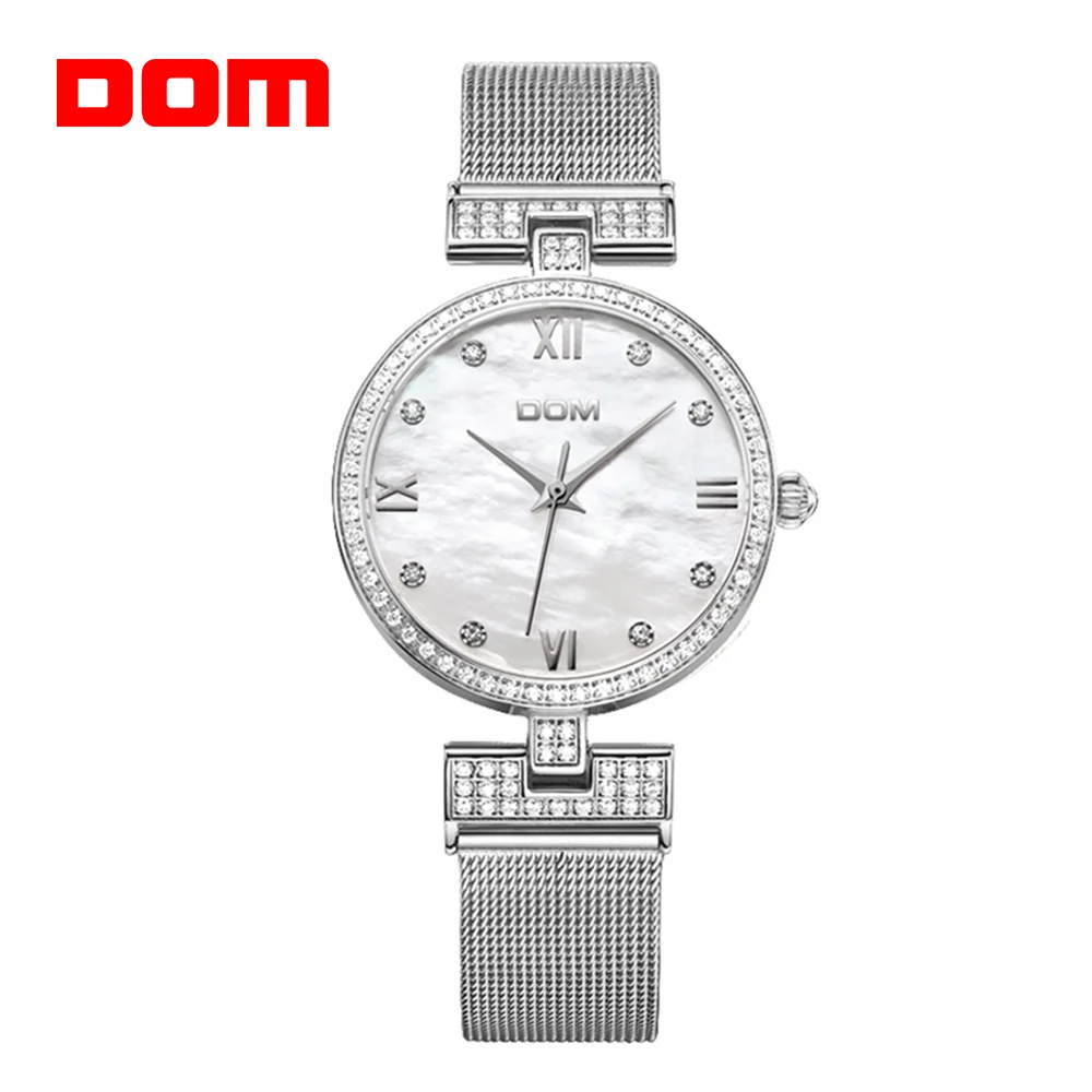 DOM brand Quartz Watch Women's fashion mesh steel band watch waterproof Relojes Mujer