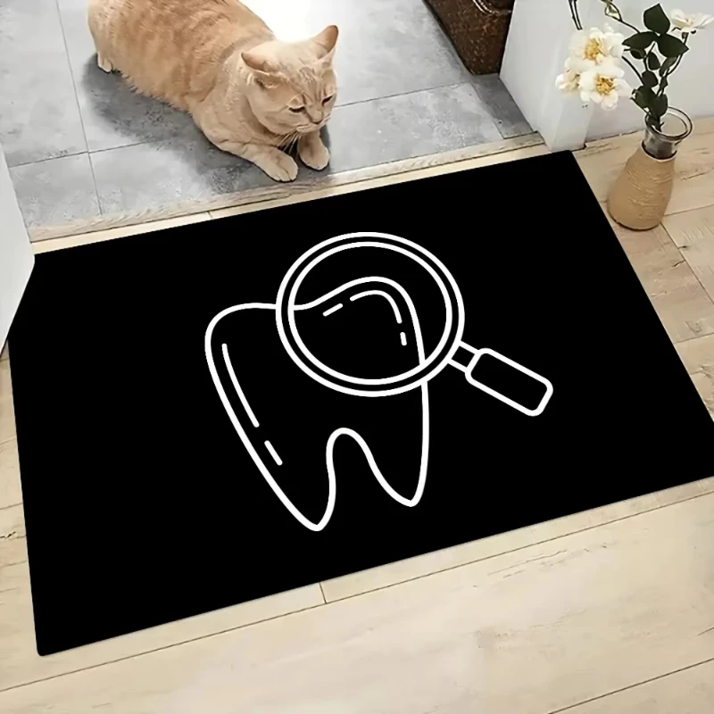 Dentist Tooth Doormat Non-slip Machine Washed Rug Graphic Printed Flannel Doormats for Kitchen Entrance Rugs Home Decor Carpet 2