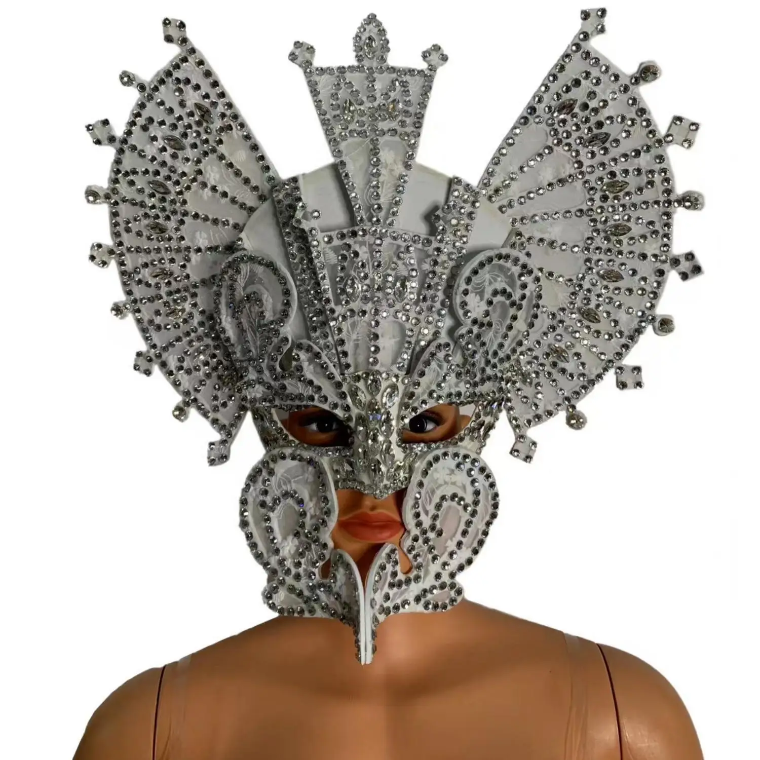 Luxury Fashion Headwear Bra  Diamond Transparent Tassel Jumpsuit Party Nightclub Cosplay Costume Performance Clothing Tieshan