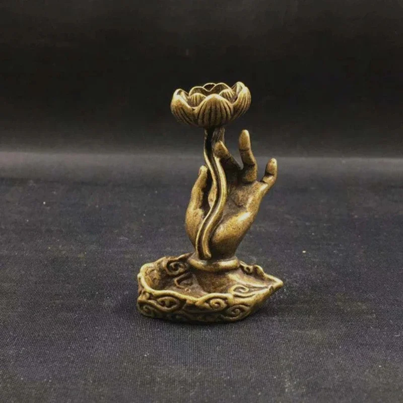 Vintage Hand Lotus Incense Smoke Waterfall Incense Base Metal Backflow Incense Holder For Home Teahouse Tea Table