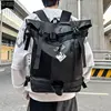 VC Men's Functional Black Backpack Trend Canvas Patchwork Design Backpack Large Capacity Travel Backpacks for Men School Bag 1