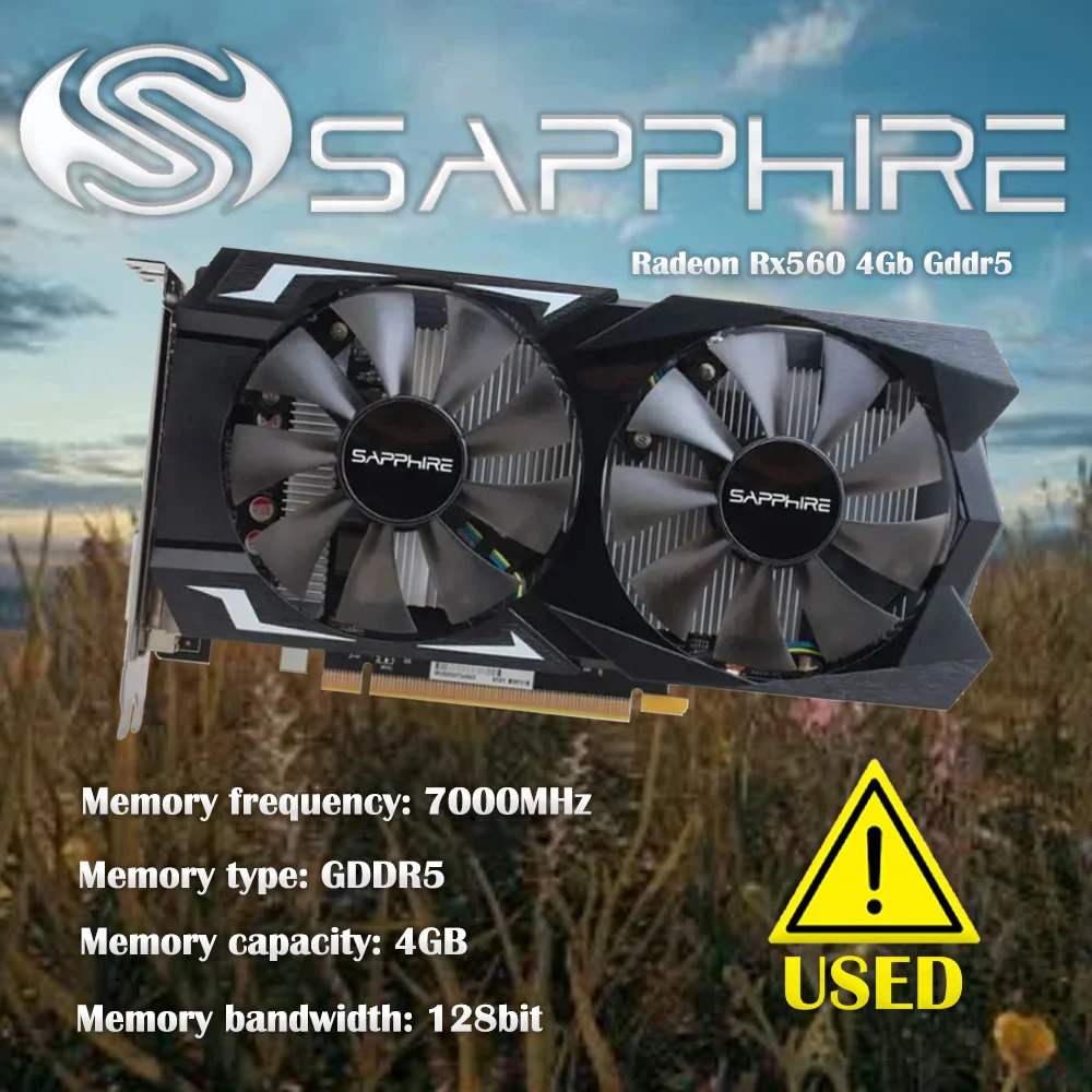 Used Sapphire Radeon Rx560 4Gb Gddr5 Pci Express 3.0 Directx12 Video Gaming Graphics Card External Graphics Card For Desktop graphics card