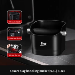 Premium Coffee Knock Box - 0.8L Espresso Grounds Container with Anti - Slip Design - Perfect for Baristas and Café Use (Black)