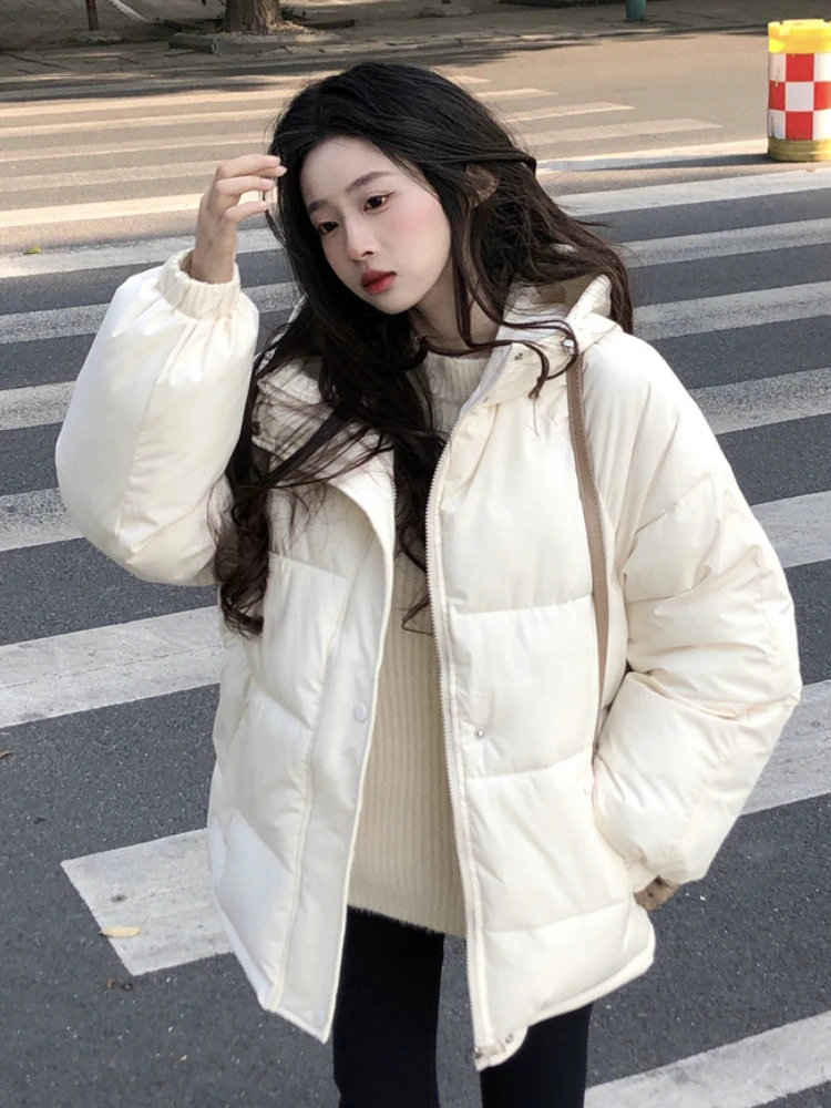 

Autumn Winter New Women's Solid Color Hooded Thick Warm Cotton Clothing Parkas Winter Clothes Women Jackets Padding Tops