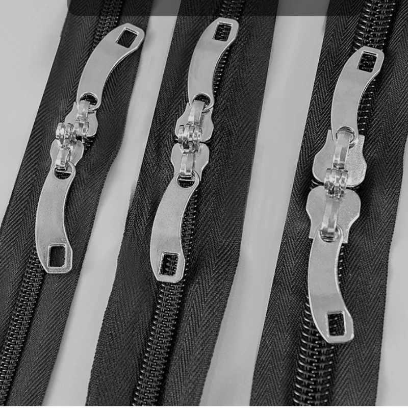 5 # 8 # 10 Silver Zipper Sliders Pulls Lock Hole A Pair Of Left And Right Zipper Heads Luggage Bags Travel Accessories